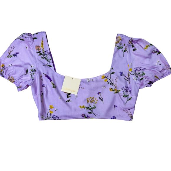 Showpo Artemis Crop Top Lavender Women’s 10 NWT Cottagecore Coquette Botanical - Picture 2 of 16